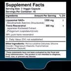 Suplemento NAD+ Resveratrol. Capsulas