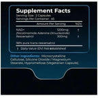 Suplemento NAD+ Resveratrol. Capsulas