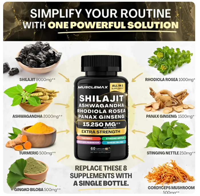 Suplemento Natural Energizante Shilajit. Cápsulas